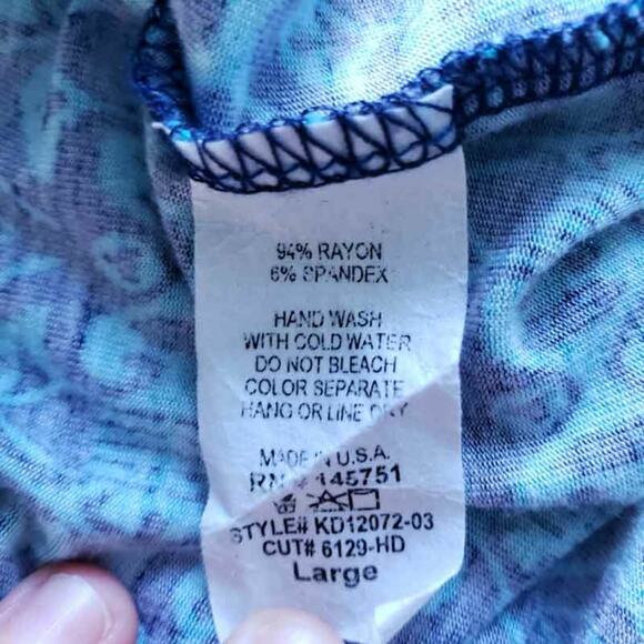 Market & Spruce Faux Wrap Dress O'Hara Ikat LG Blue Tonal, Comfy Knee Length - Picture 6 of 6